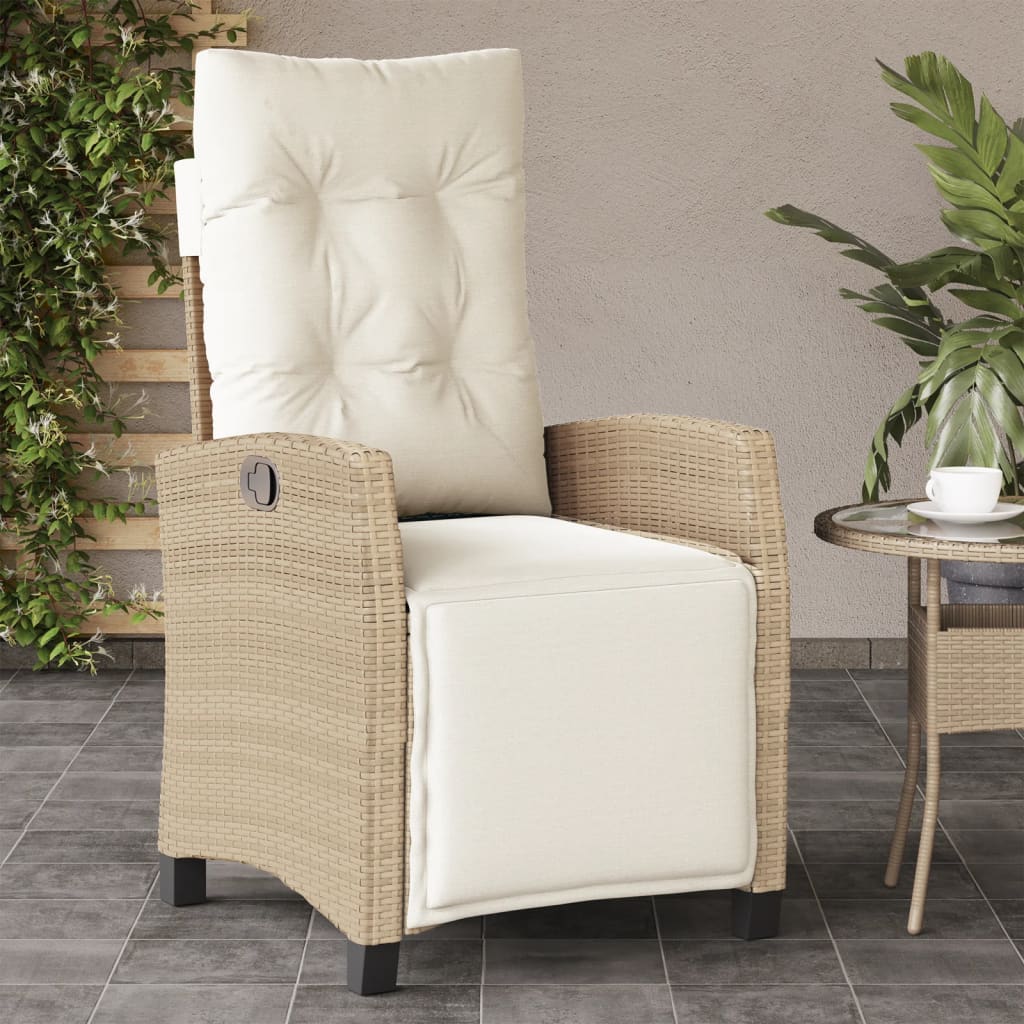 vidaXL Tuinstoel verstelbaar met kussens poly rattan zwart