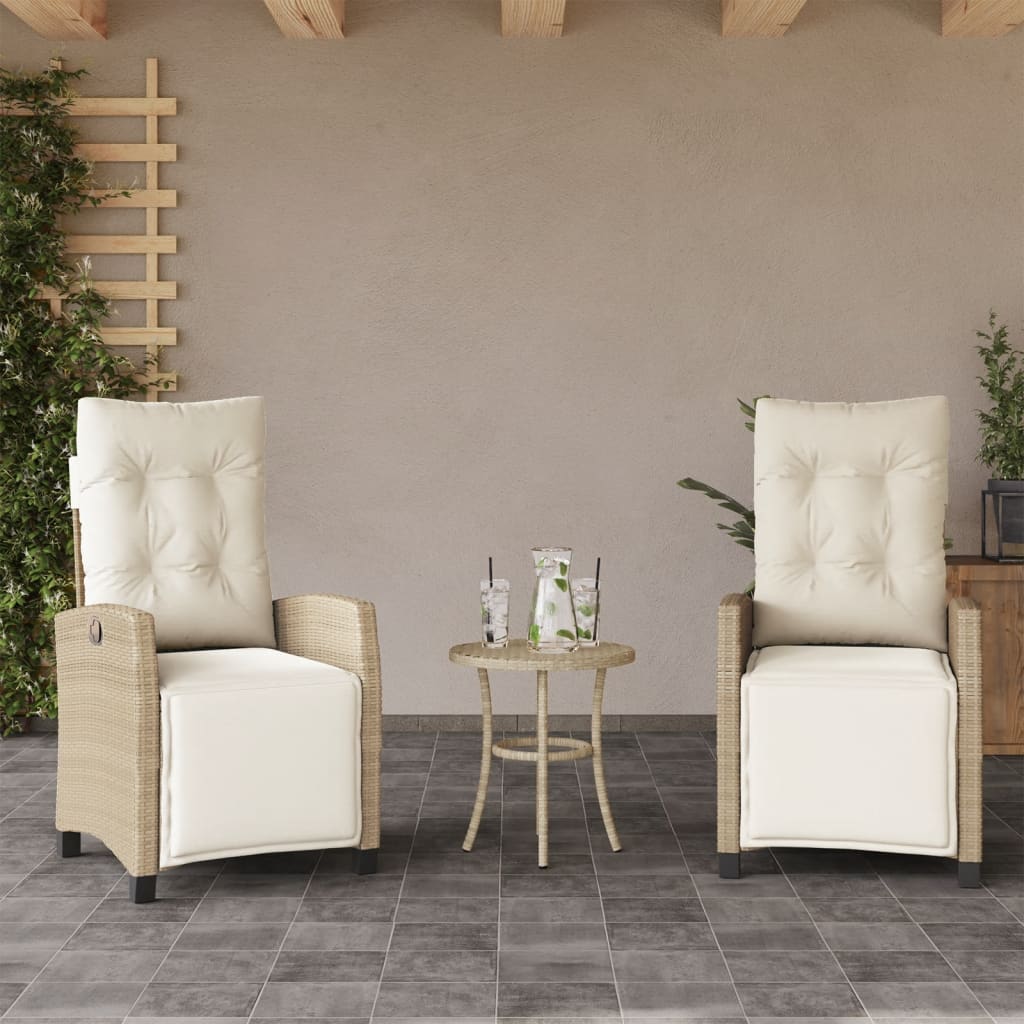 vidaXL Tuinstoel verstelbaar met kussens poly rattan zwart