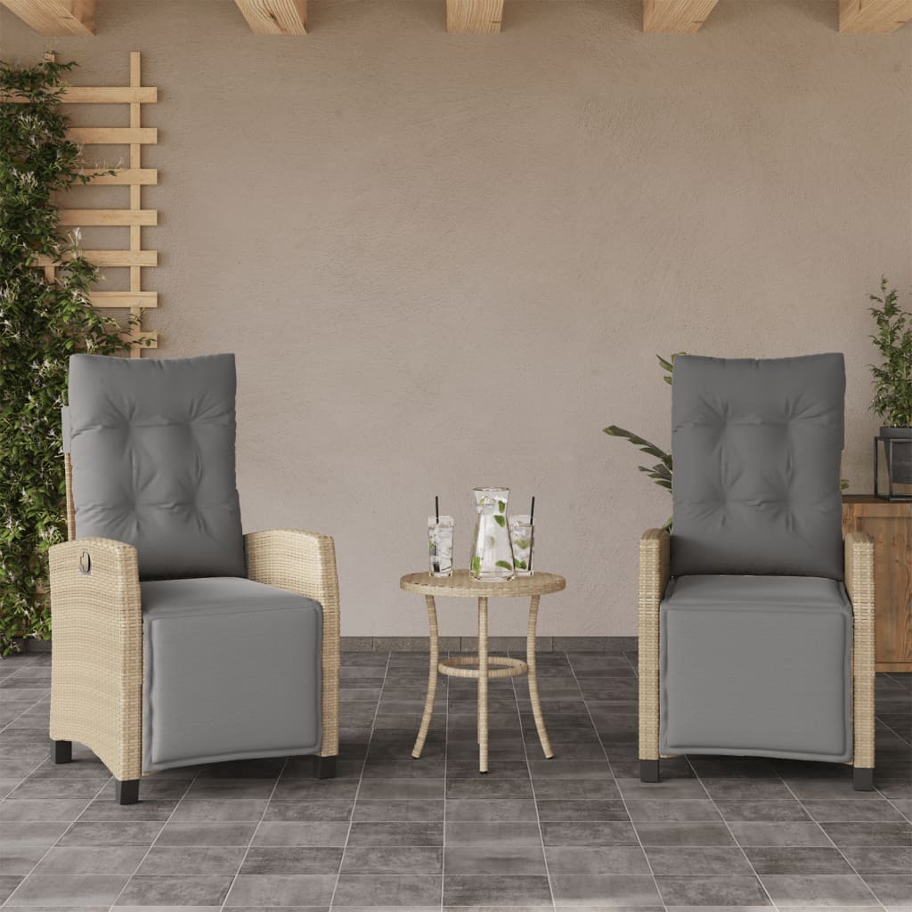 vidaXL Tuinstoel verstelbaar met kussens poly rattan zwart