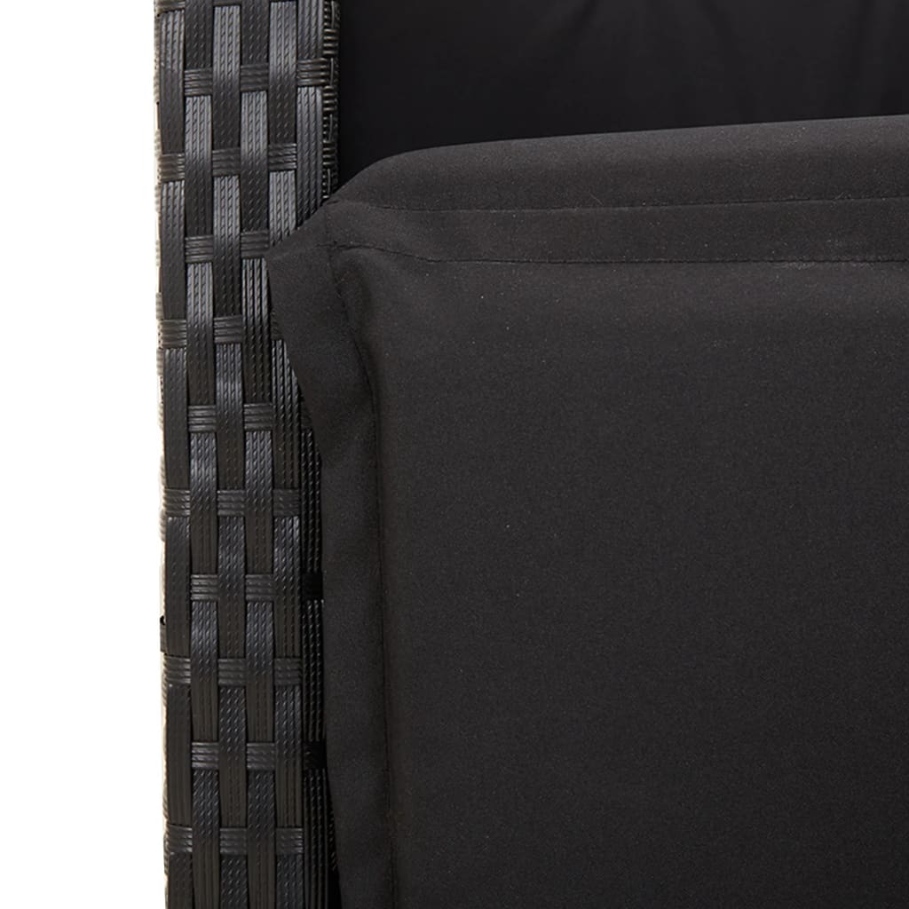 vidaXL 3-delige Bistroset met kussens poly rattan zwart