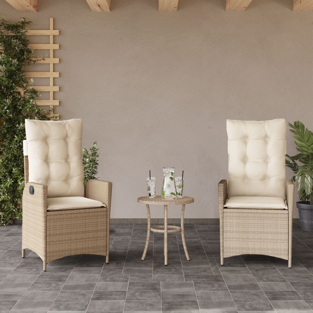 vidaXL Tuinstoel verstelbaar met kussens poly rattan zwart