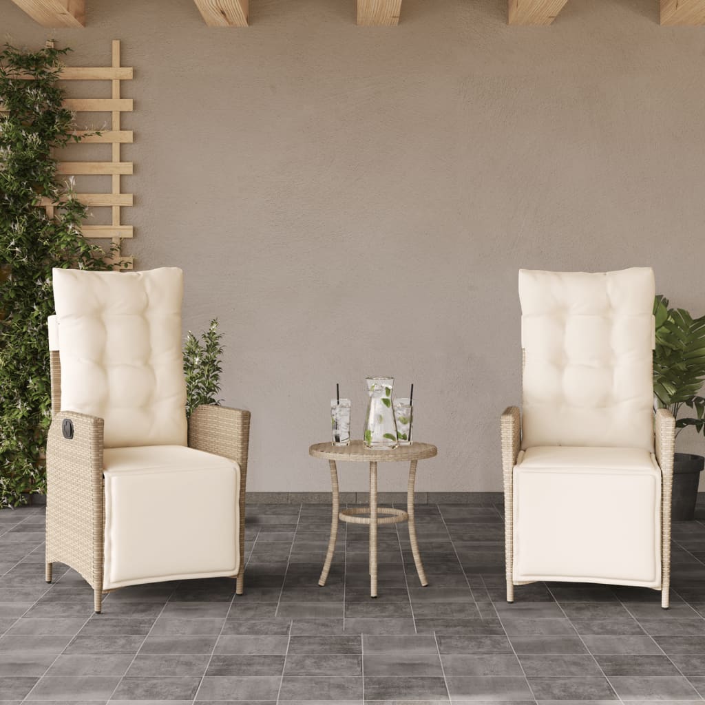 vidaXL Tuinstoel verstelbaar met kussens poly rattan zwart