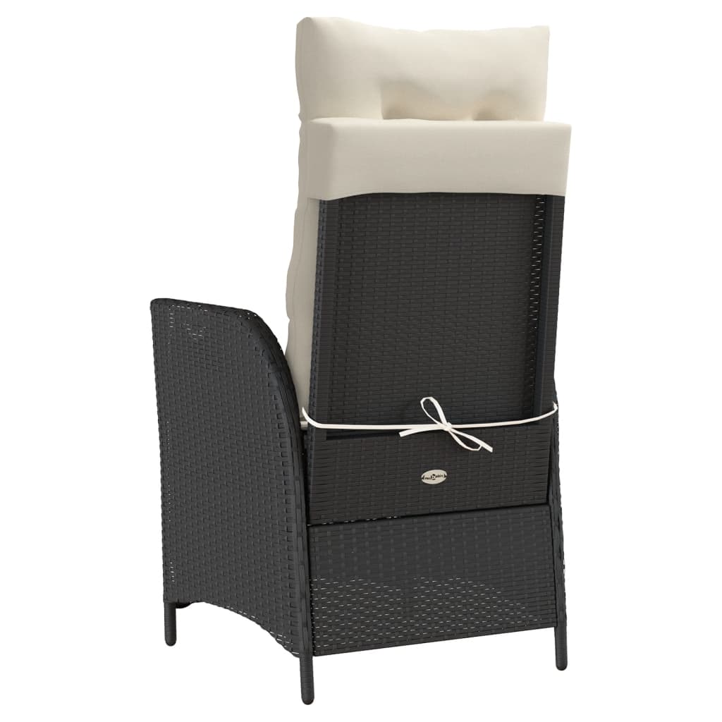 vidaXL 3-delige Bistroset met kussens poly rattan zwart