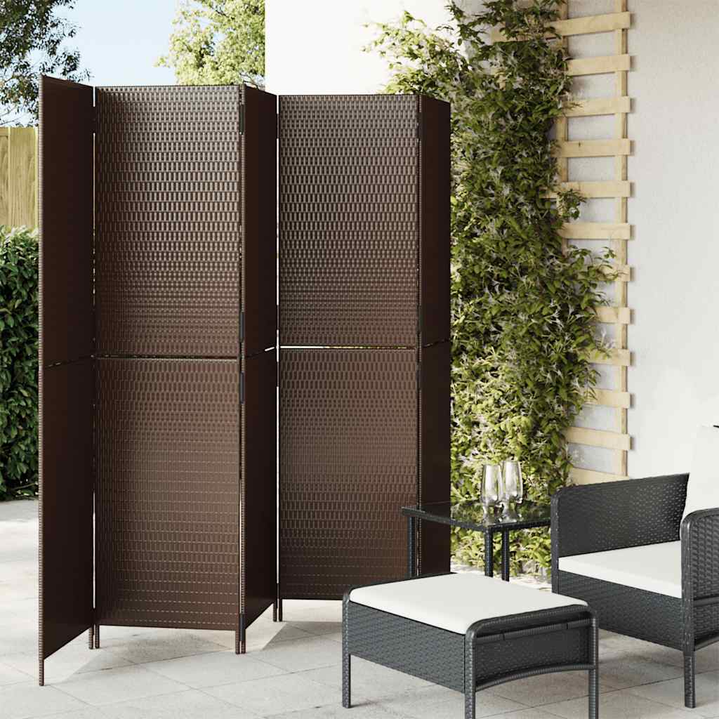 vidaXL Kamerscherm 3 panelen poly rattan zwart