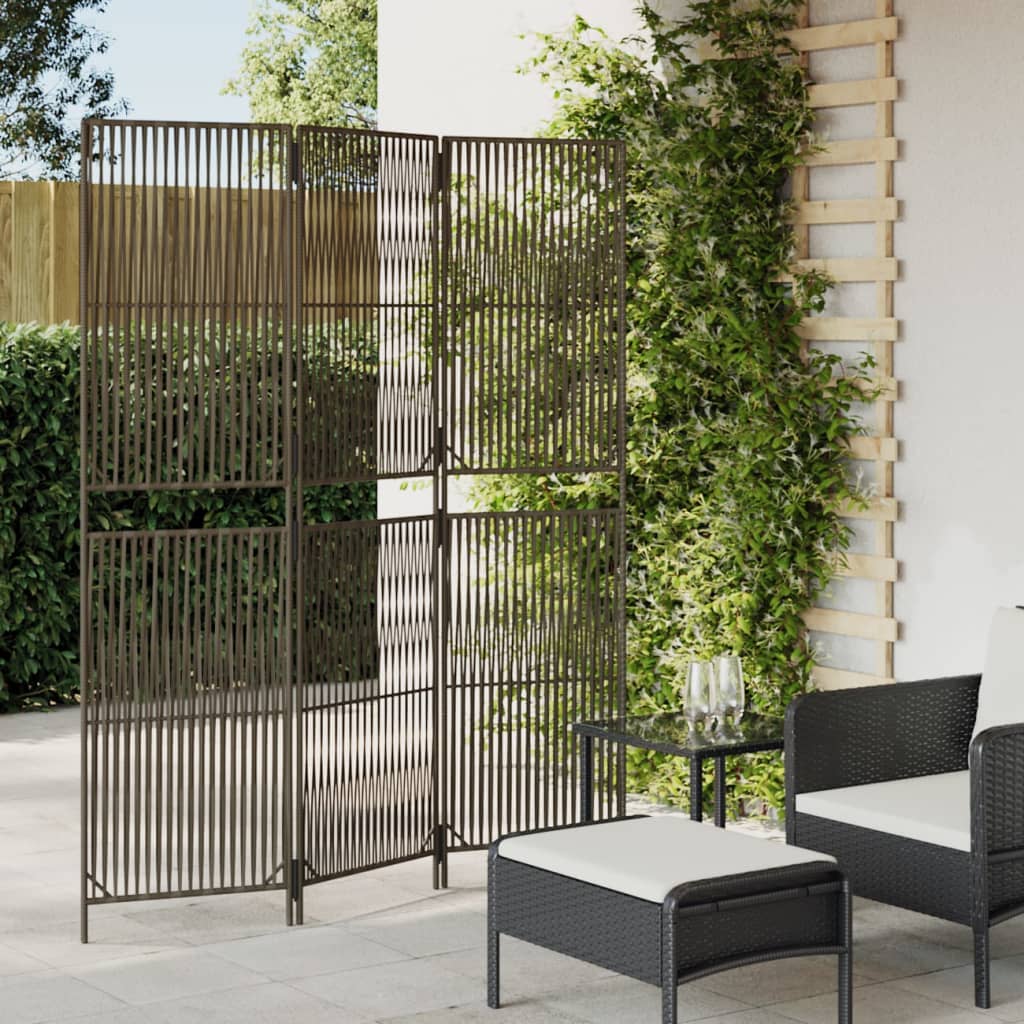 vidaXL Kamerscherm 3 panelen poly rattan zwart