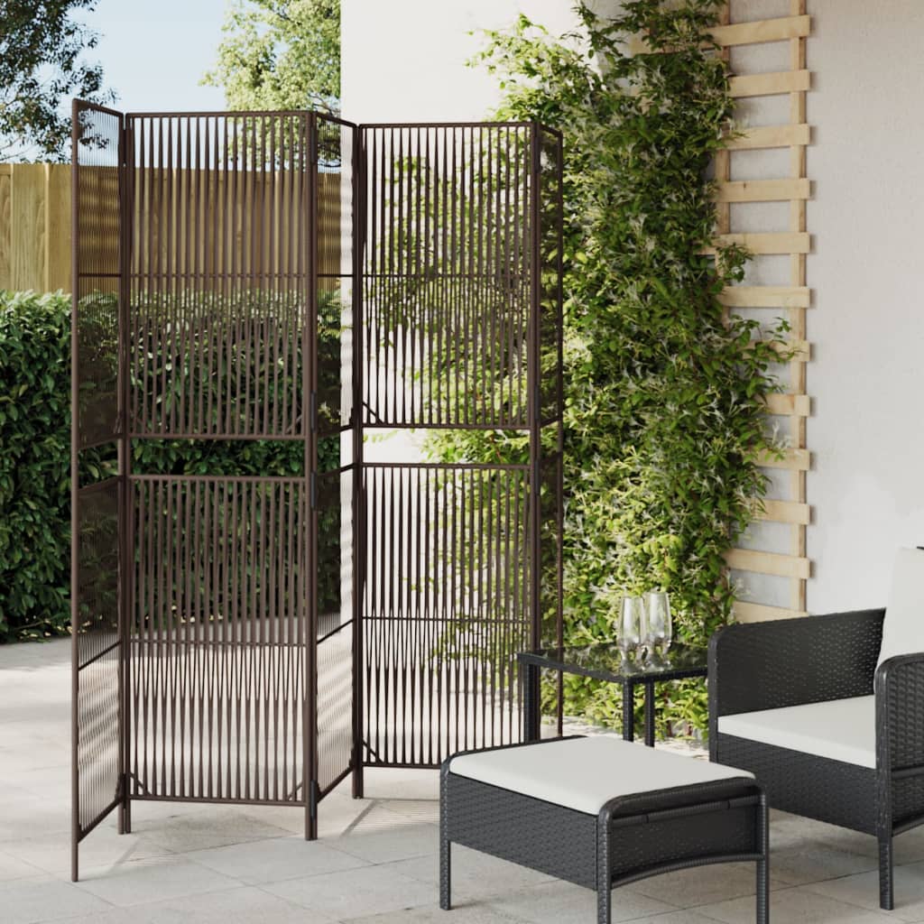 vidaXL Kamerscherm 3 panelen poly rattan zwart
