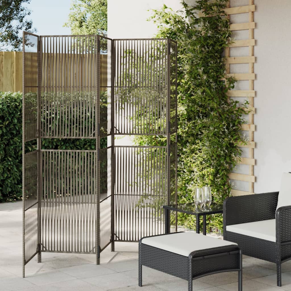 vidaXL Kamerscherm 3 panelen poly rattan zwart