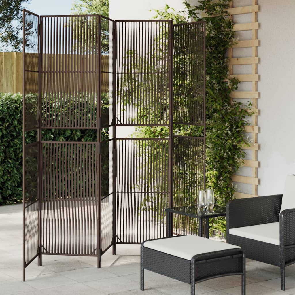 vidaXL Kamerscherm 3 panelen poly rattan zwart
