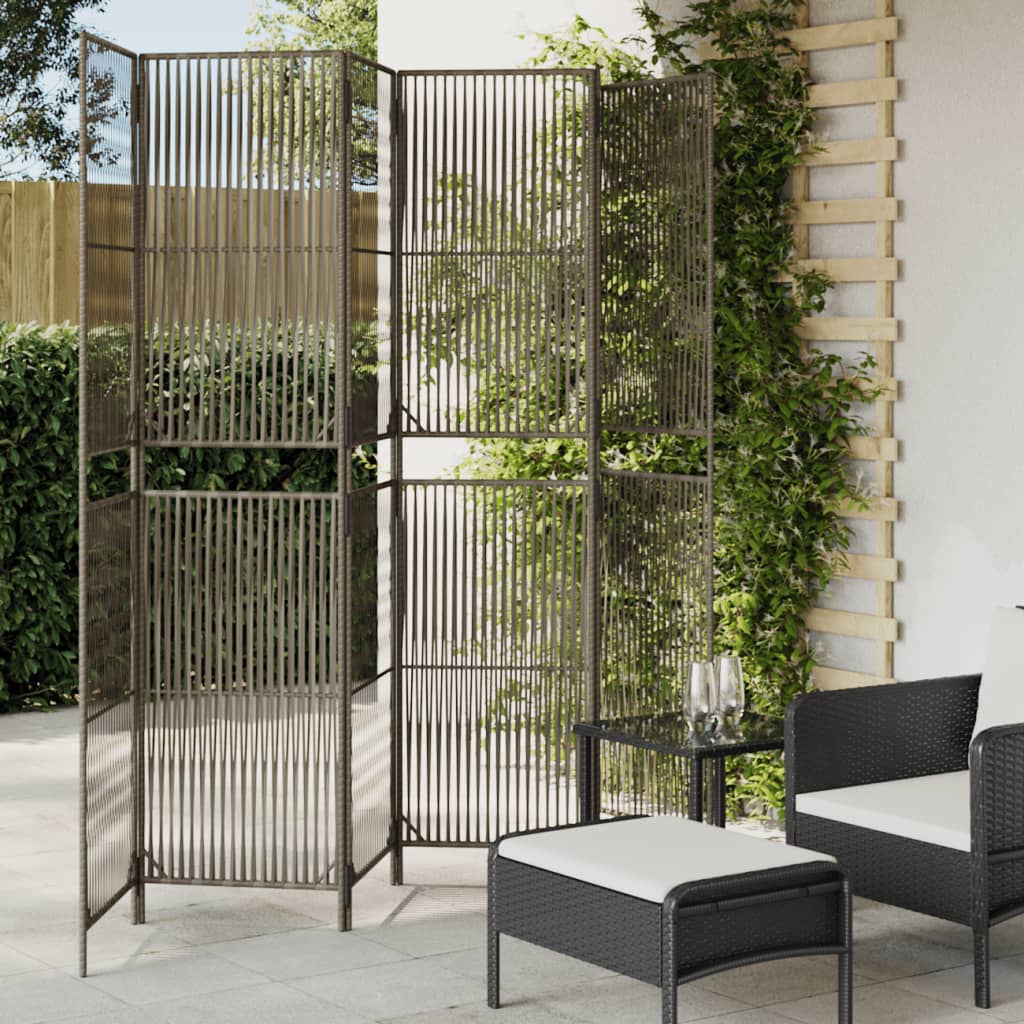 vidaXL Kamerscherm 3 panelen poly rattan zwart