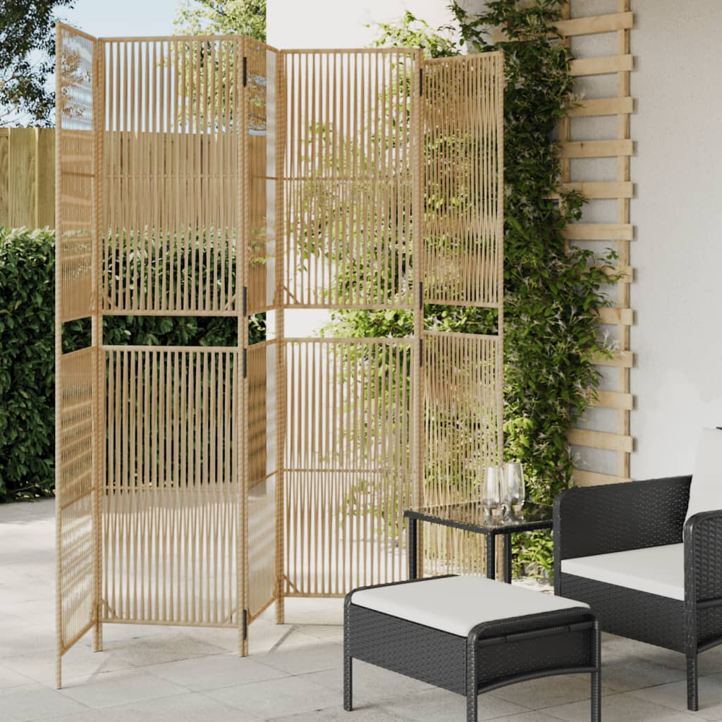 vidaXL Kamerscherm 3 panelen poly rattan zwart