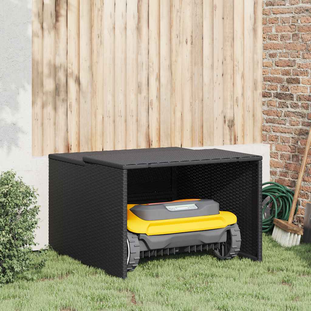vidaXL Garage voor robotmaaier 86x90x52/57 cm poly rattan zwart
