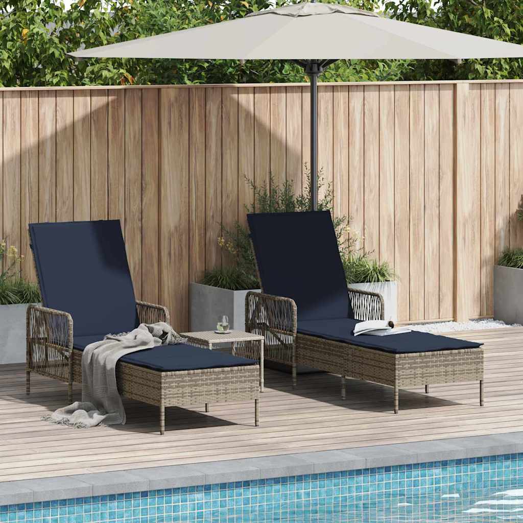 vidaXL Ligstoel Zwart en Crème Wit 55 x 200 x 92 cm poly rattan