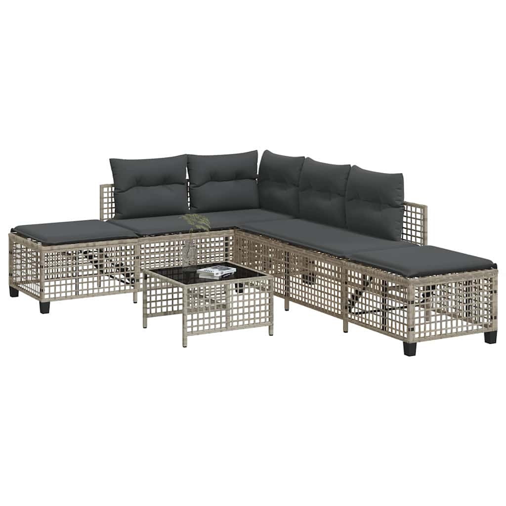 vidaXL 3-delige Loungeset met kussens poly rattan zwart