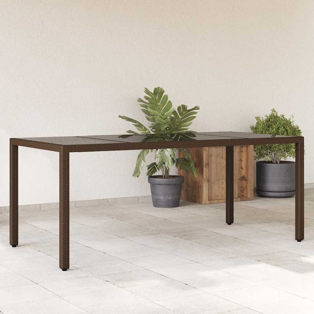 vidaXL Tuintafel met glazen blad 190x90x75 cm poly rattan zwart