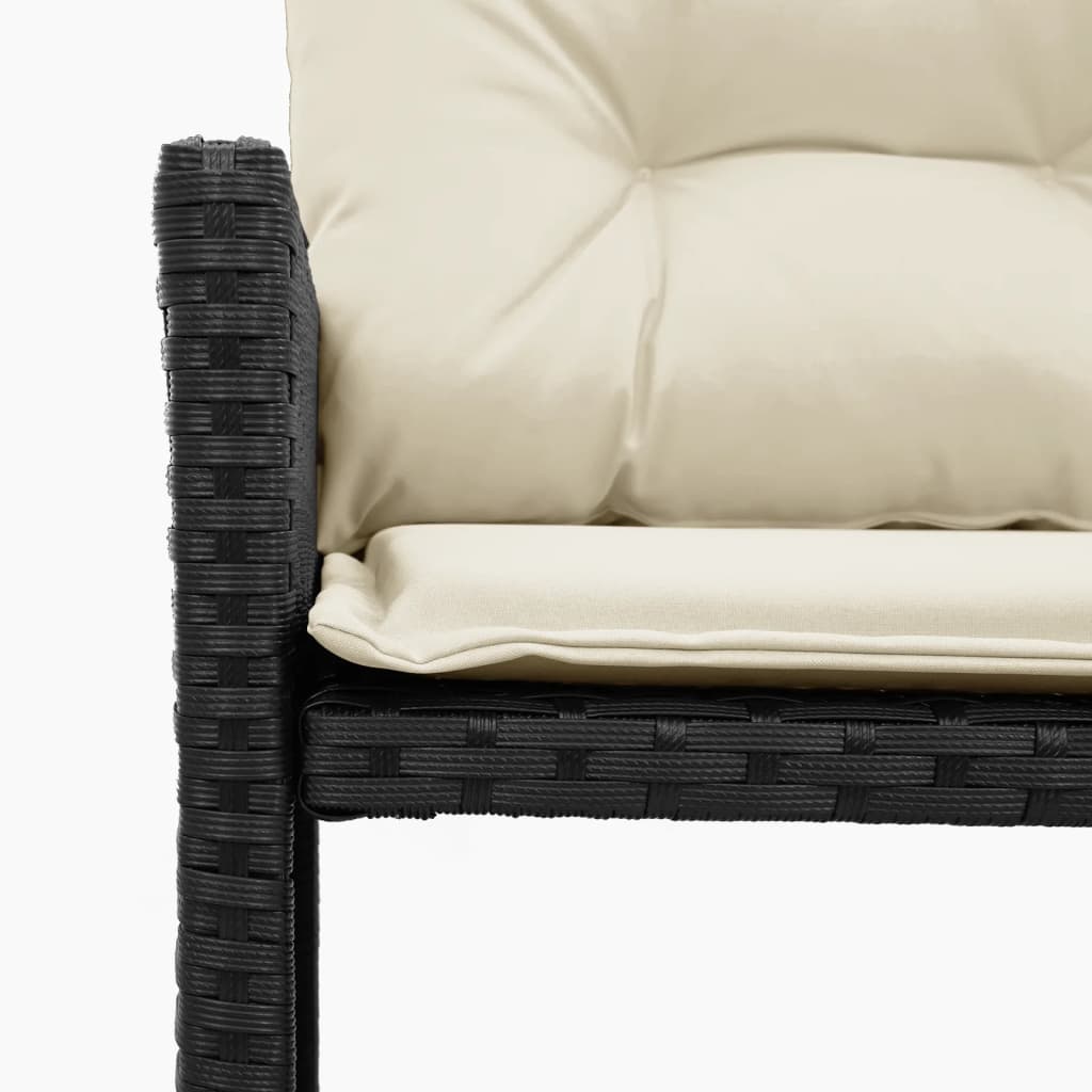 vidaXL Garden Bench with Table and Cushions L-Shaped Poly Rattan Black