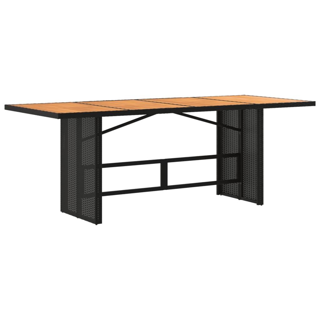 vidaXL Tuintafel met acaciahouten blad 190x80x75 cm poly rattan zwart