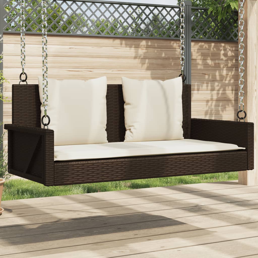 vidaXL Schommelbank 119x56x48 cm poly rattan zwart