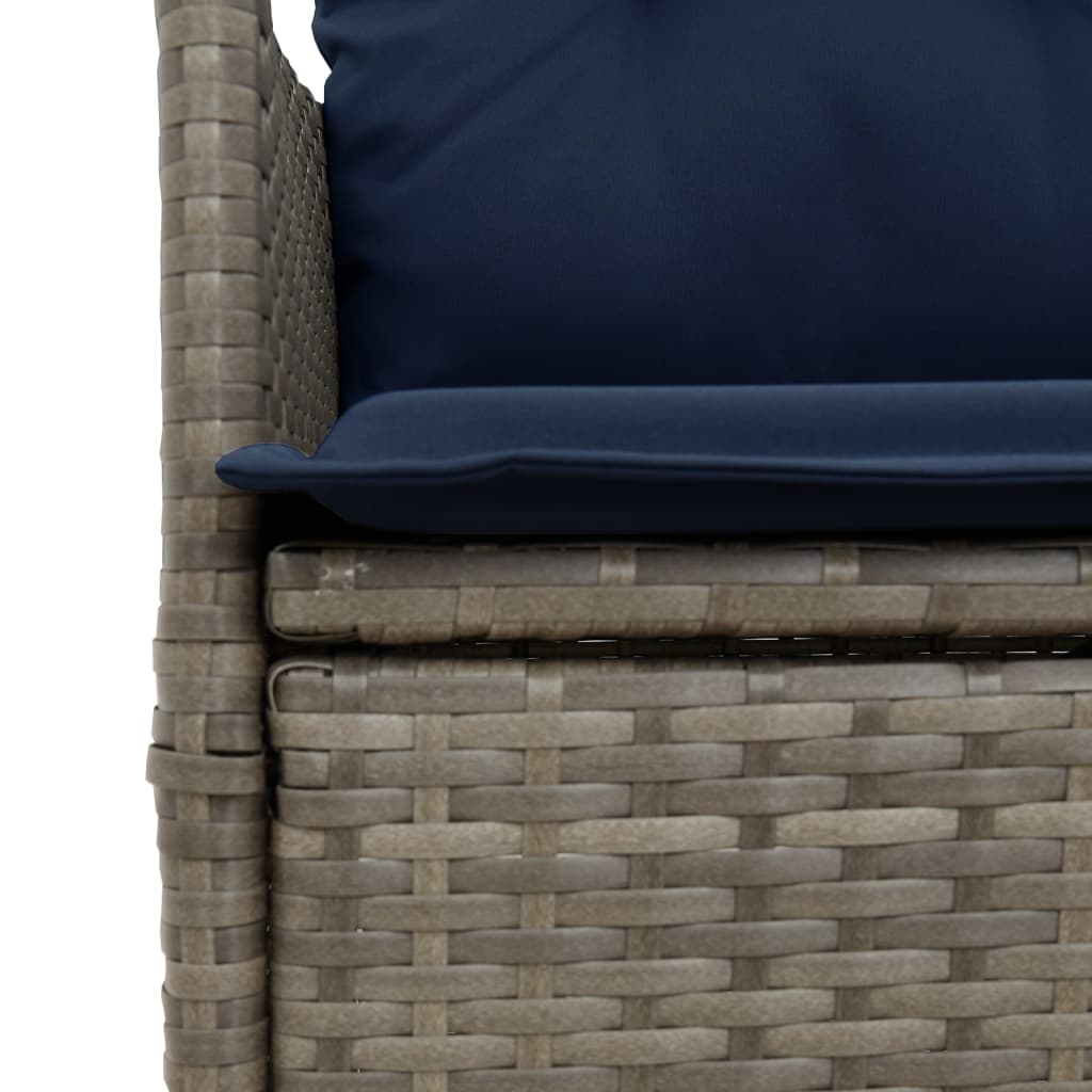 vidaXL Tuinstoel verstelbaar met kussens poly rattan grijs