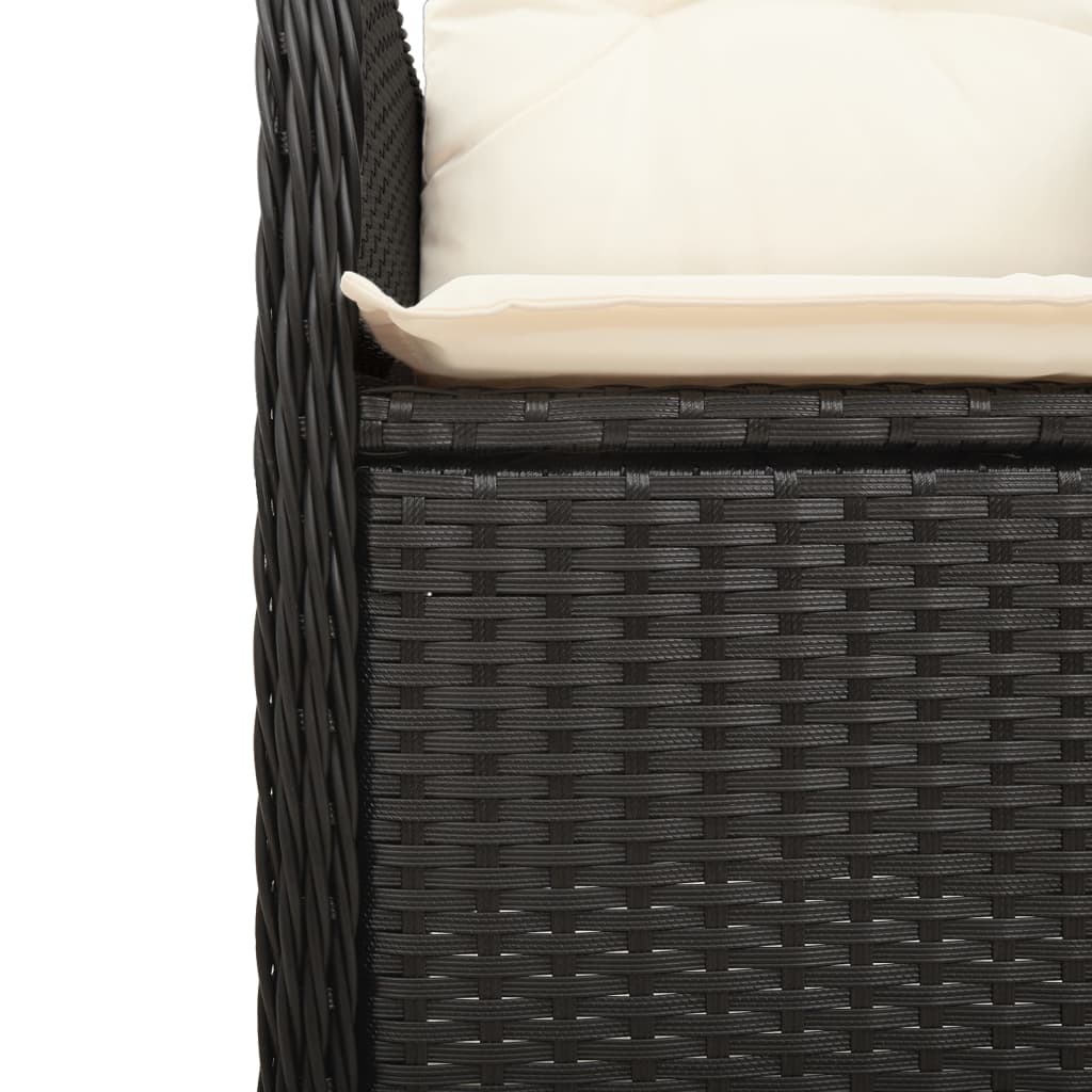 vidaXL Tuinstoel verstelbaar met kussens poly rattan zwart