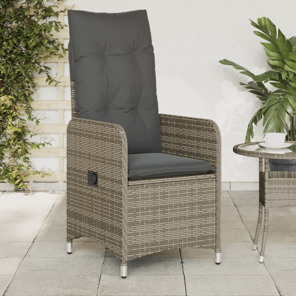 vidaXL Tuinstoel verstelbaar met kussens poly rattan zwart