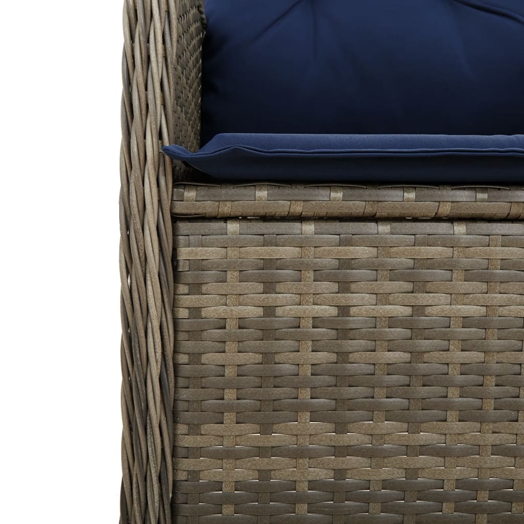 vidaXL Tuinstoel verstelbaar met kussens poly rattan grijs