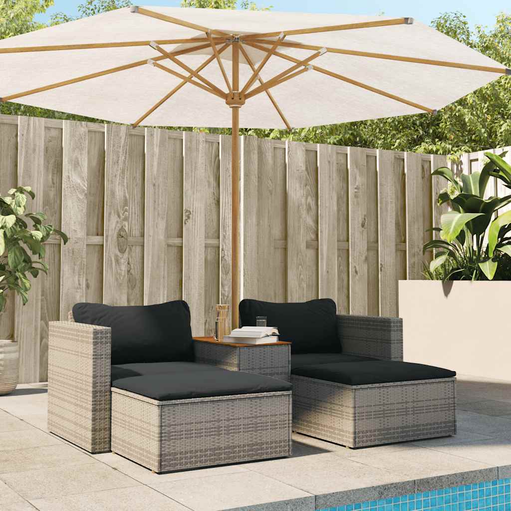 vidaXL 5-delige Loungeset met kussens poly rattan acacia zwart