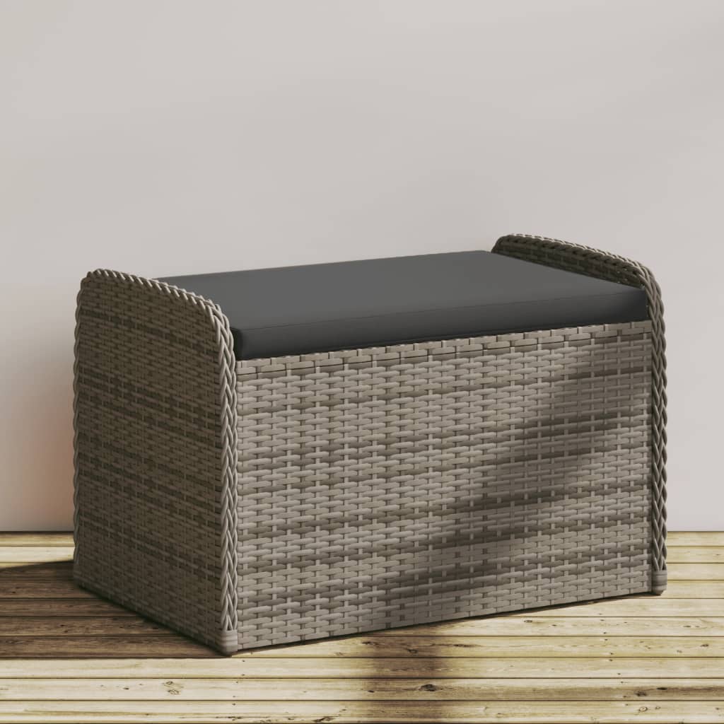 vidaXL Storage Bench with Cushion 115x51x52 cm Poly Rattan Black