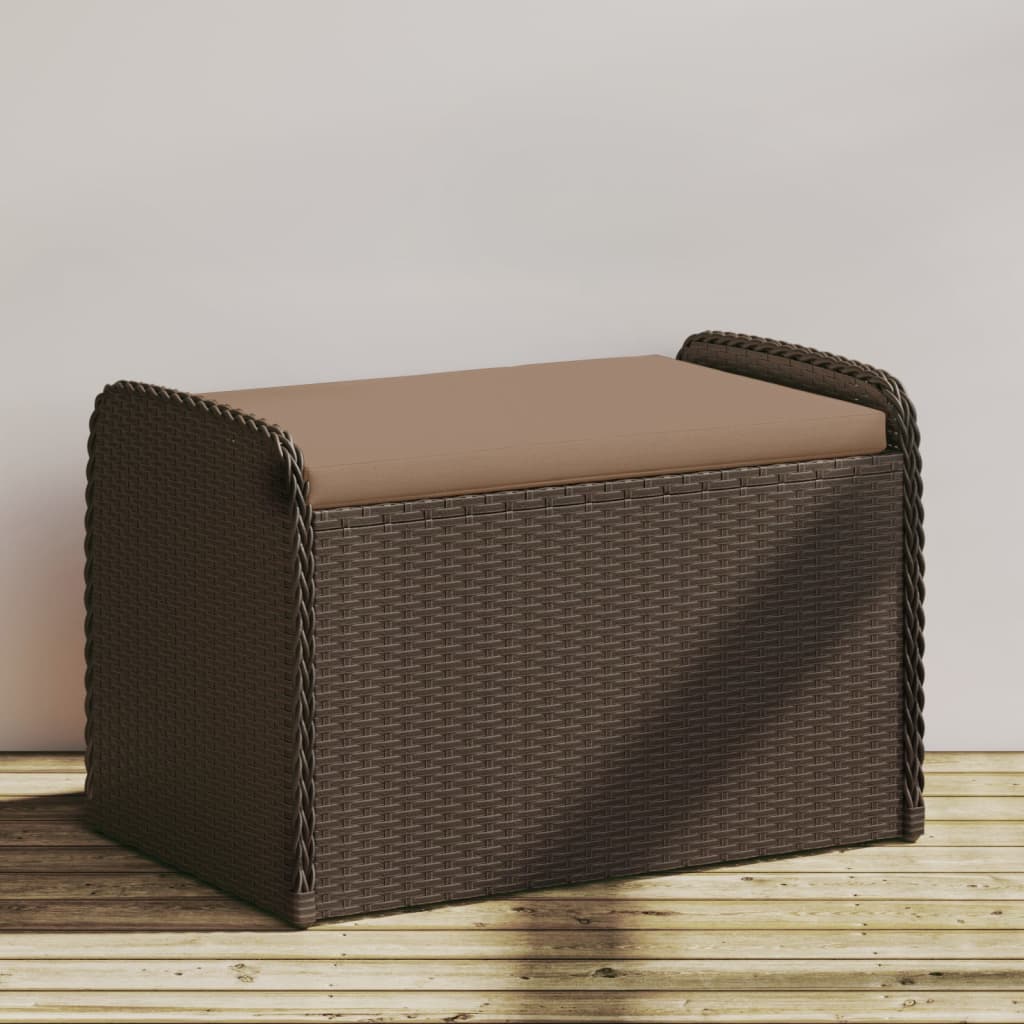 vidaXL Storage Bench with Cushion 115x51x52 cm Poly Rattan Black