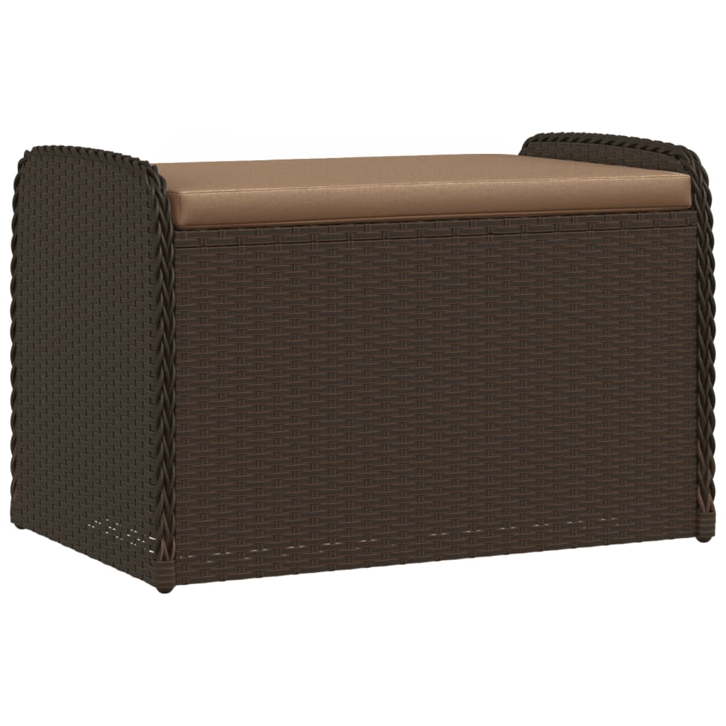 vidaXL Storage Bench with Cushion 115x51x52 cm Poly Rattan Black
