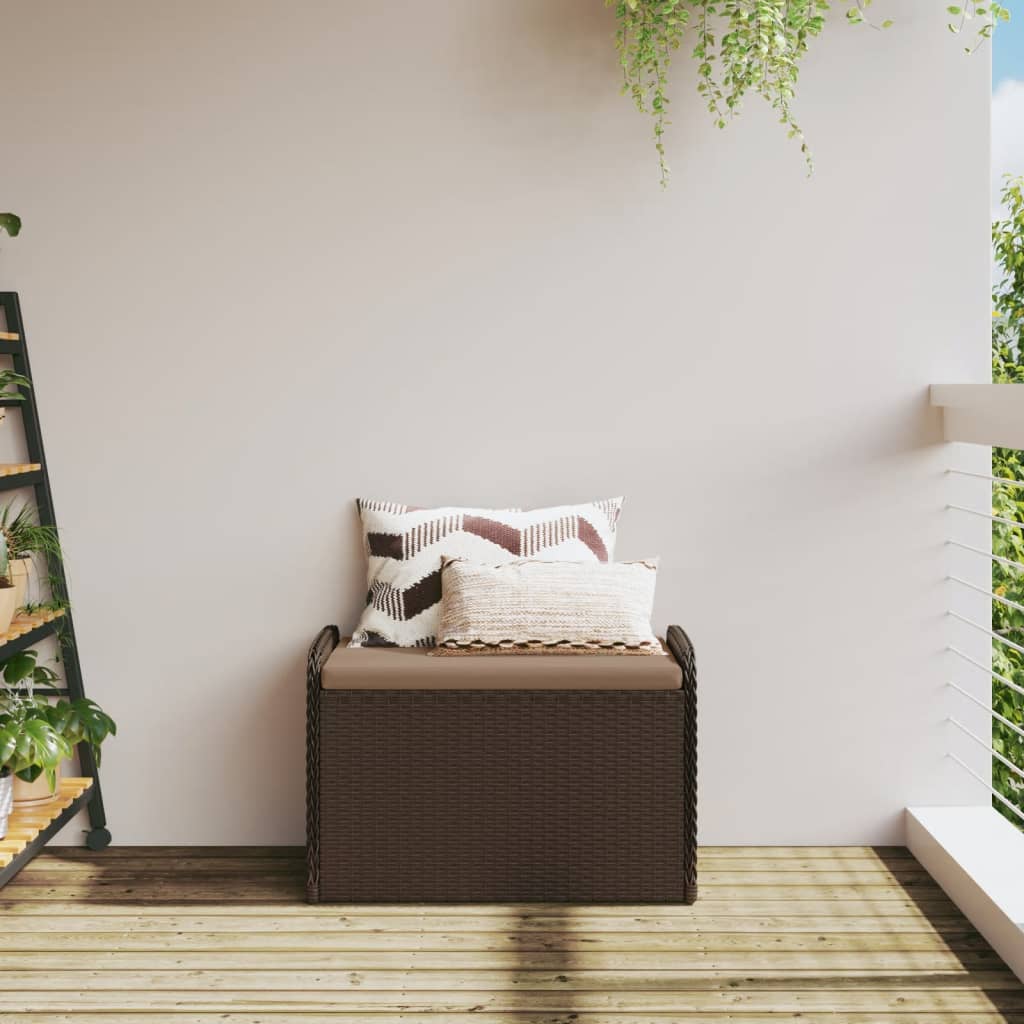 vidaXL Storage Bench with Cushion 115x51x52 cm Poly Rattan Black