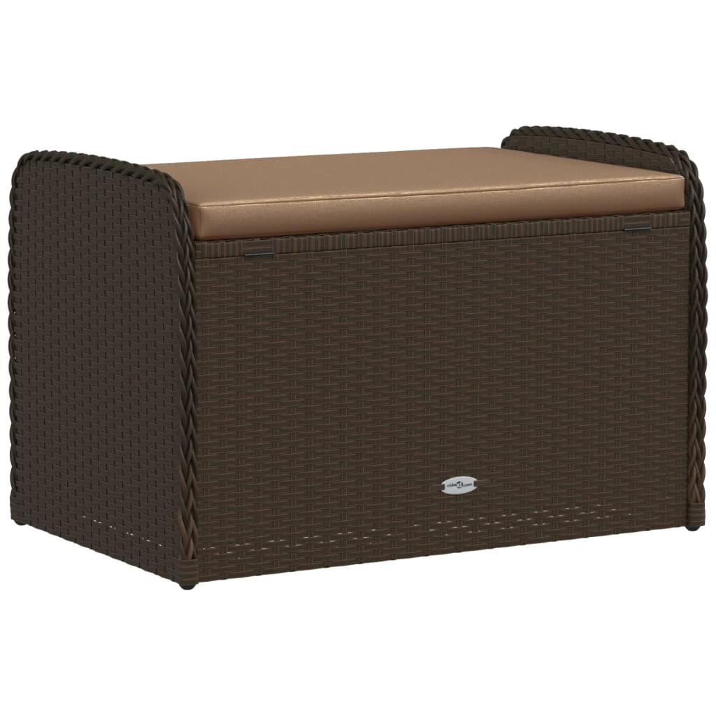 vidaXL Storage Bench with Cushion 115x51x52 cm Poly Rattan Black