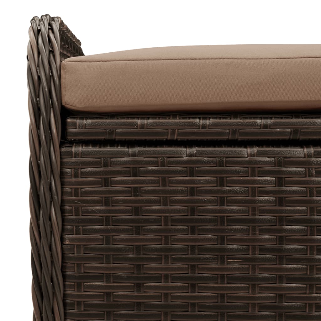 vidaXL Storage Bench with Cushion 115x51x52 cm Poly Rattan Black