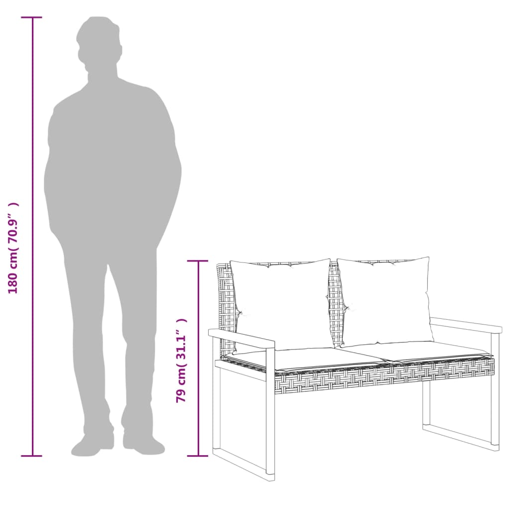 vidaXL 4-delige Loungeset met kussens poly rattan zwart