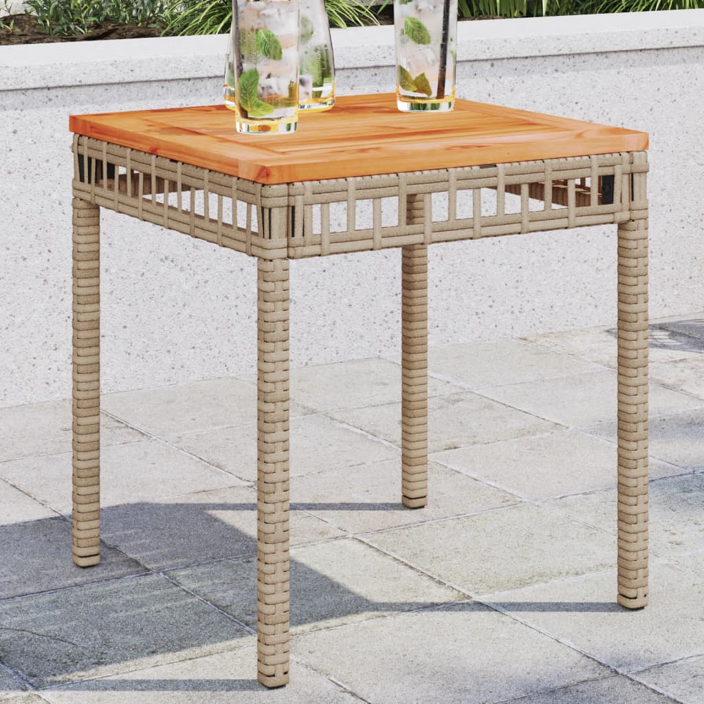 vidaXL Tuintafel 38x38x42 cm poly rattan en acaciahout zwart