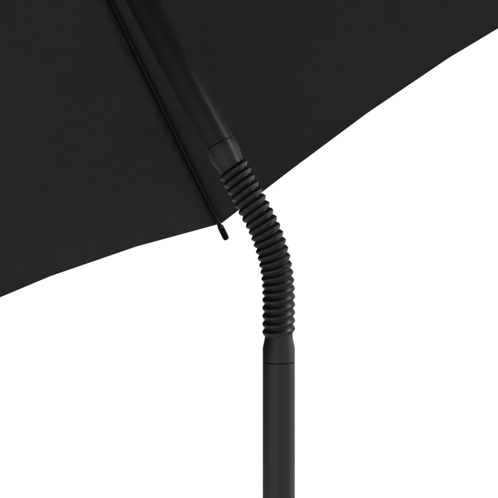 vidaXL Tuinbank 2-zits met parasol en voetenbanken poly rattan zwart
