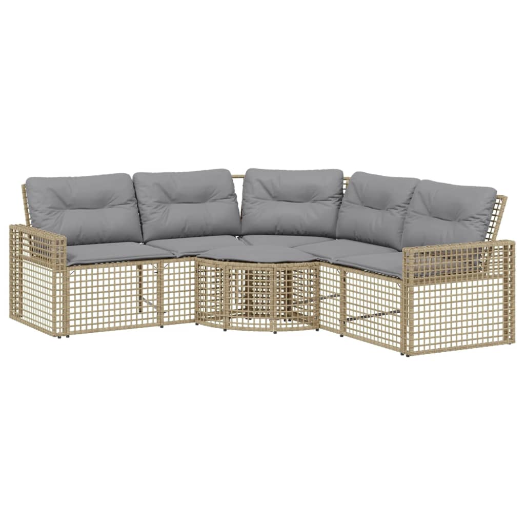 vidaXL Tuinbank met kussens en voetensteun L-vormig poly rattan zwart