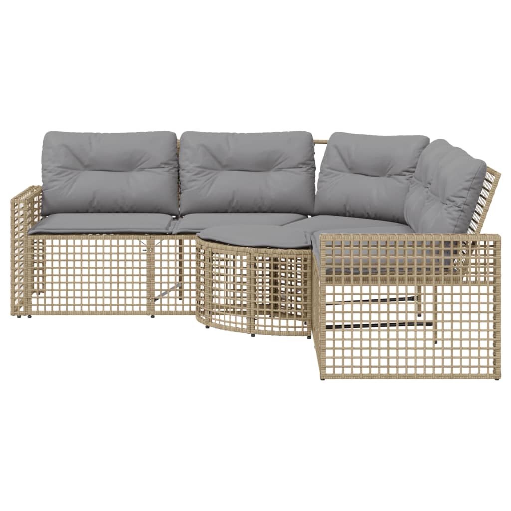 vidaXL Tuinbank met kussens en voetensteun L-vormig poly rattan zwart