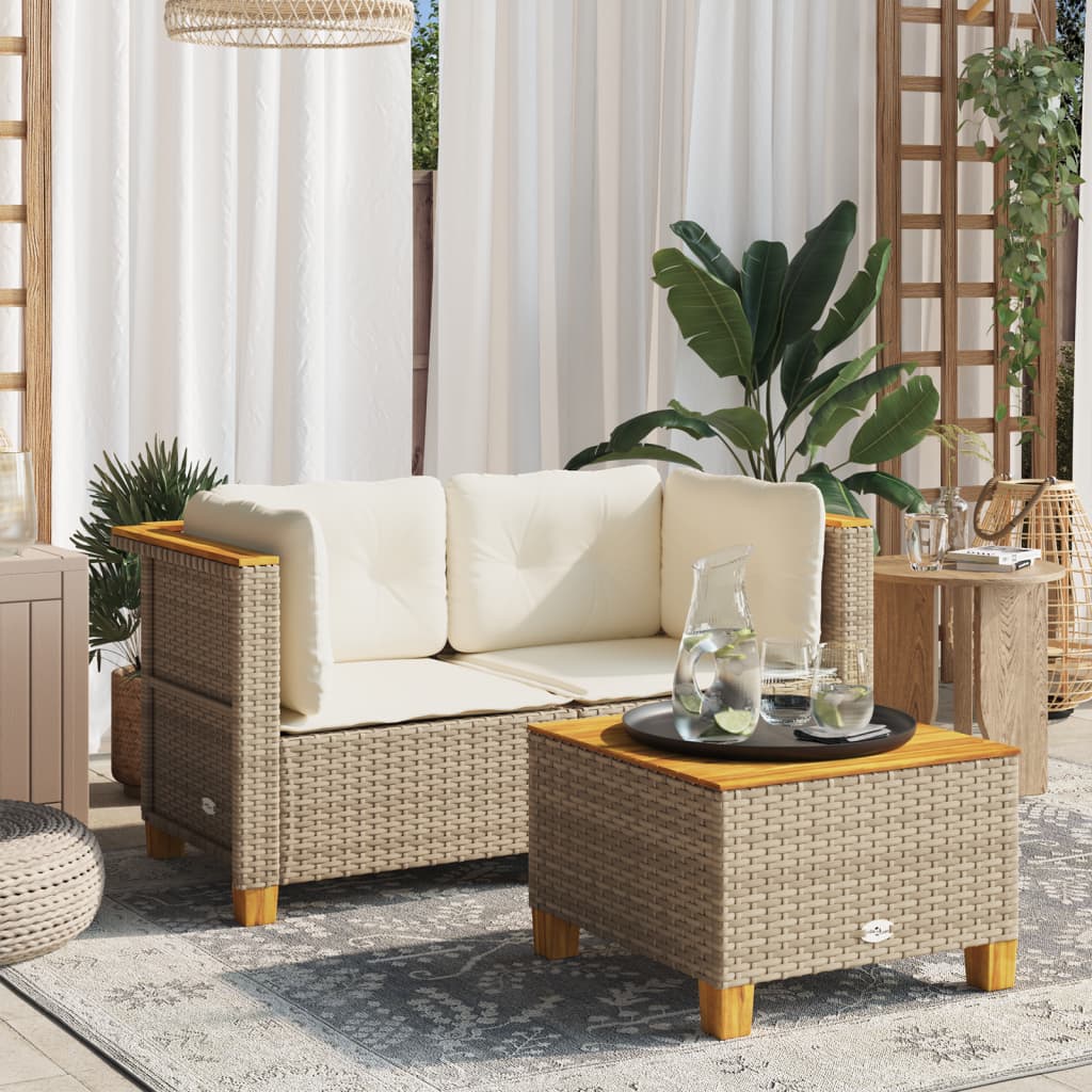 vidaXL Tuinhoekbank met kussens poly rattan zwart