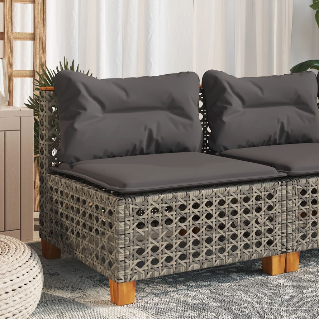 vidaXL Tuinhoekbank met kussens poly rattan zwart