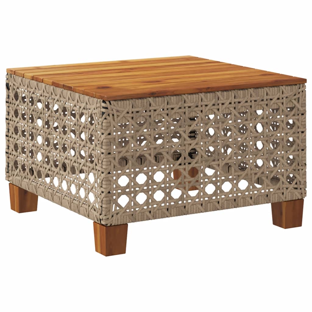 vidaXL Tuintafel 55x55x36 cm poly rattan en acaciahout zwart