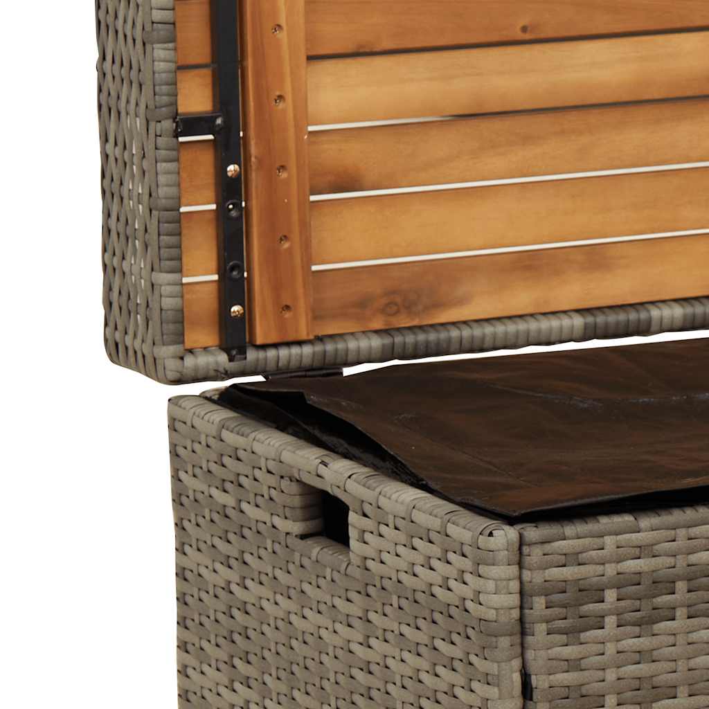 vidaXL Opbergbankje 100x50x52 cm poly rattan en acaciahout zwart