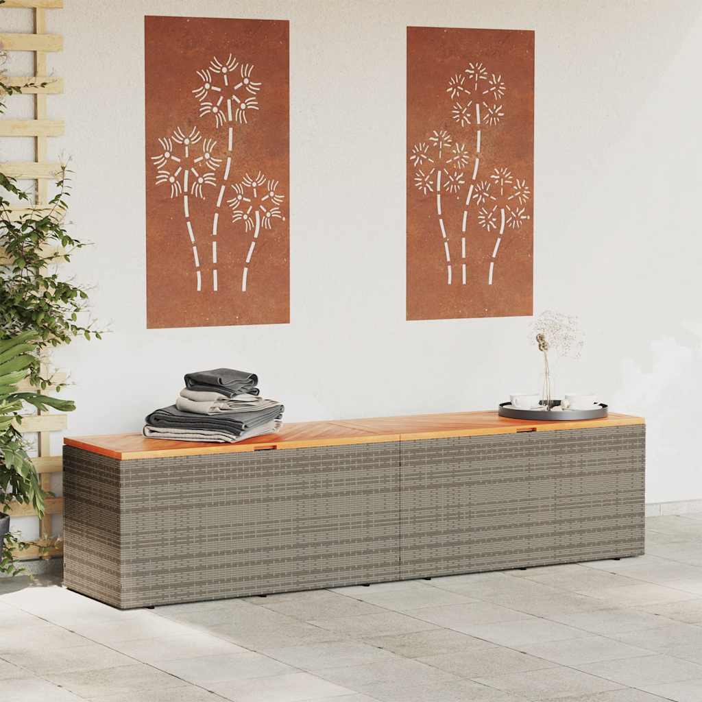 vidaXL Tuinbox 110x50x54 cm poly rattan en acaciahout zwart