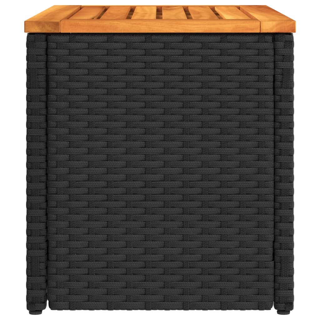 vidaXL Garden Side Tables 2 pcs 55x34x37 cm Wood Poly Rattan Black