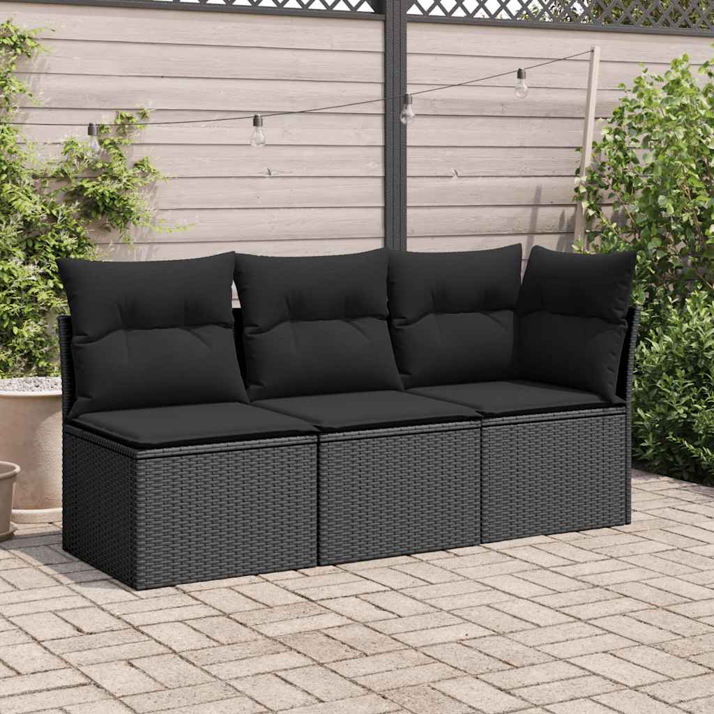 vidaXL Tuinstoel zonder armleuningen met kussens zwart poly rattan