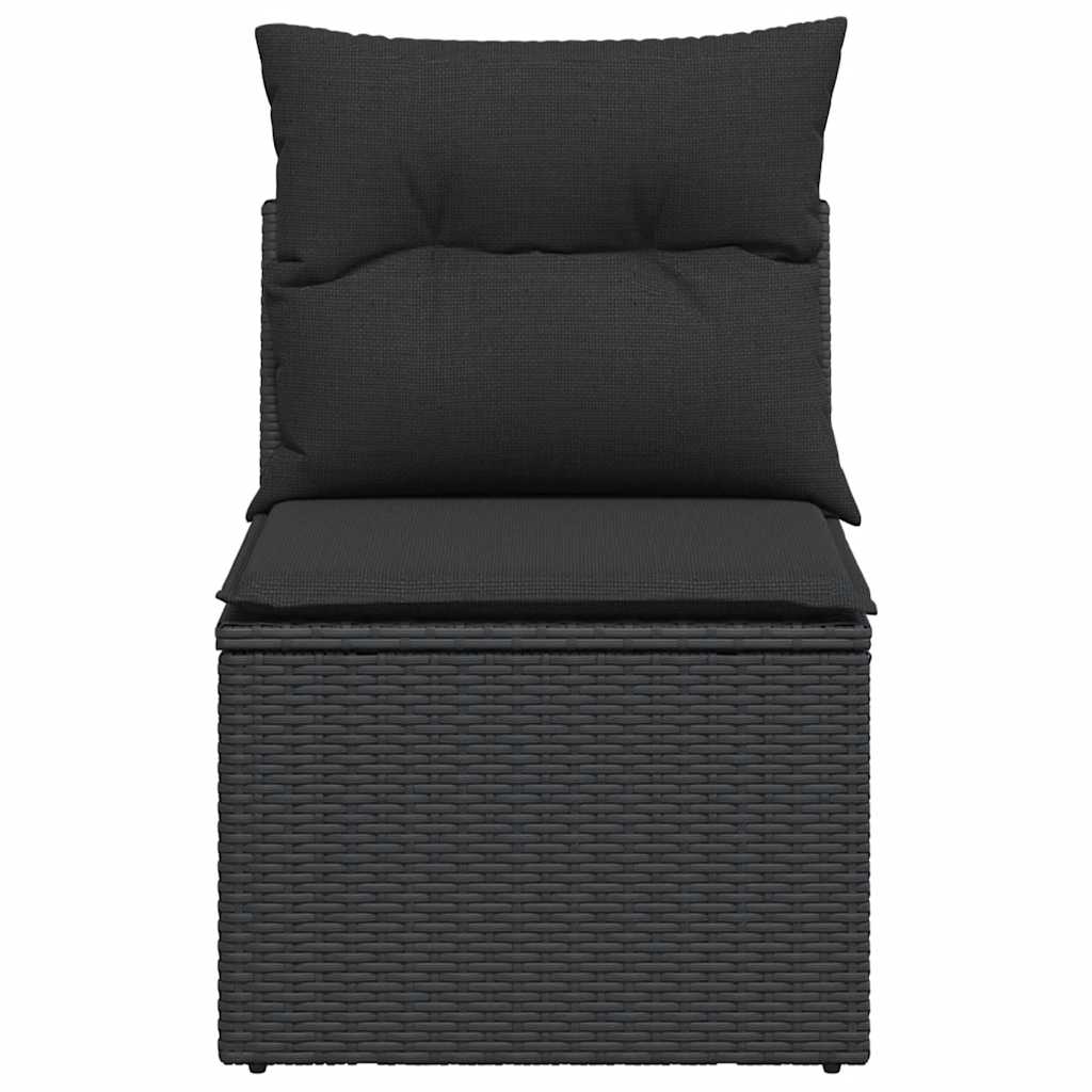 vidaXL Tuinstoel zonder armleuningen met kussens zwart poly rattan