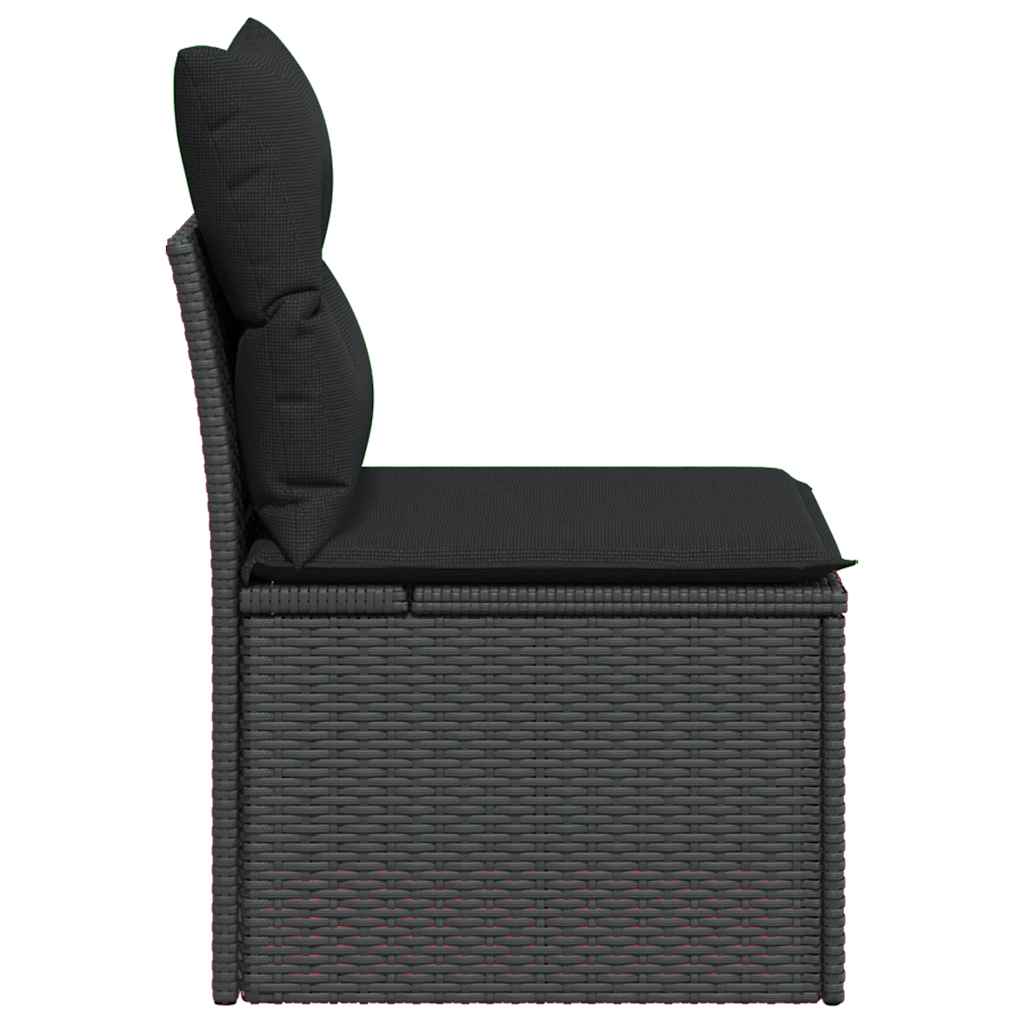 vidaXL Tuinstoel zonder armleuningen met kussens zwart poly rattan