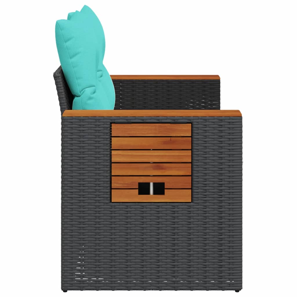vidaXL Tuinbank met kussens 2-zits poly rattan zwart