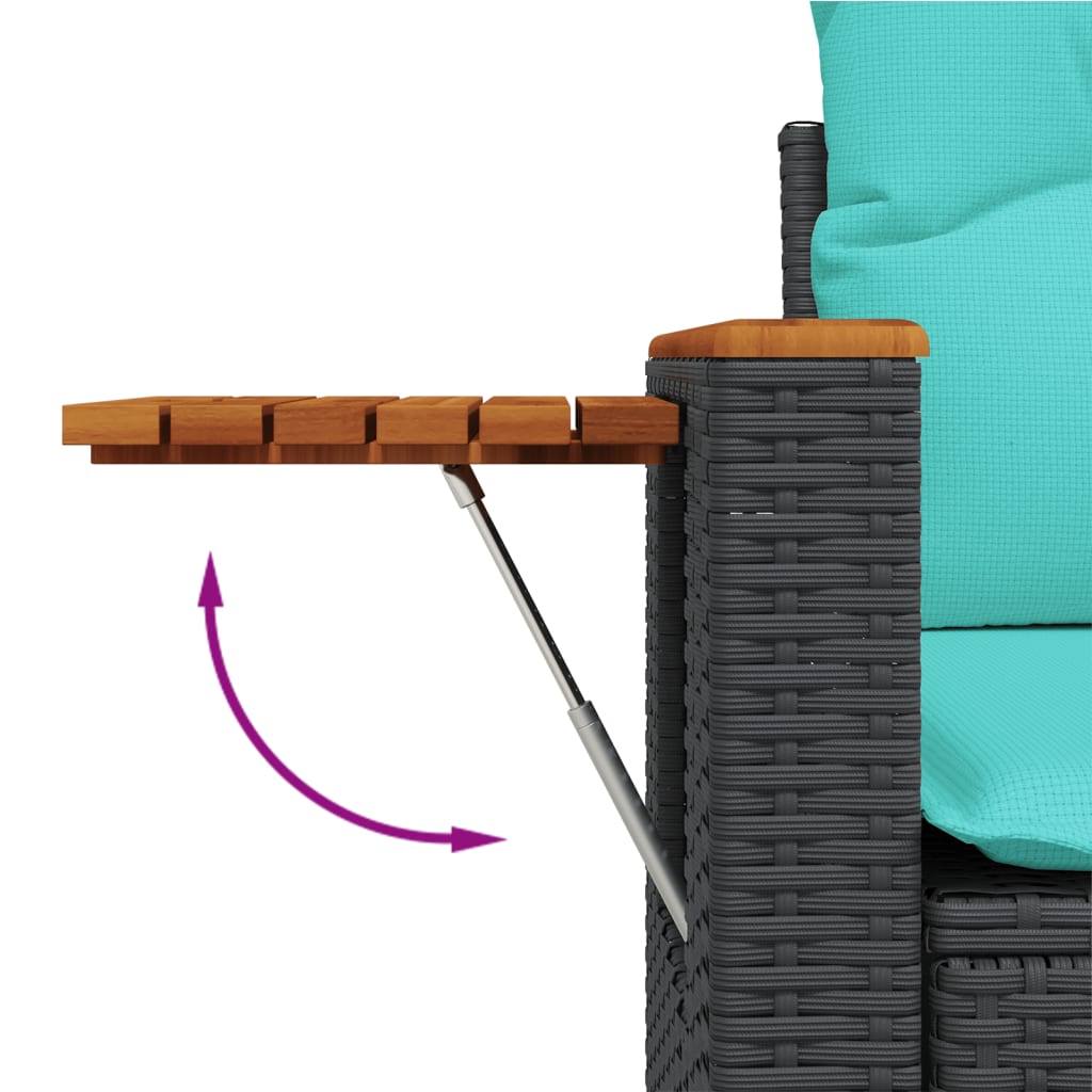 vidaXL Tuinbank met kussens 2-zits poly rattan zwart