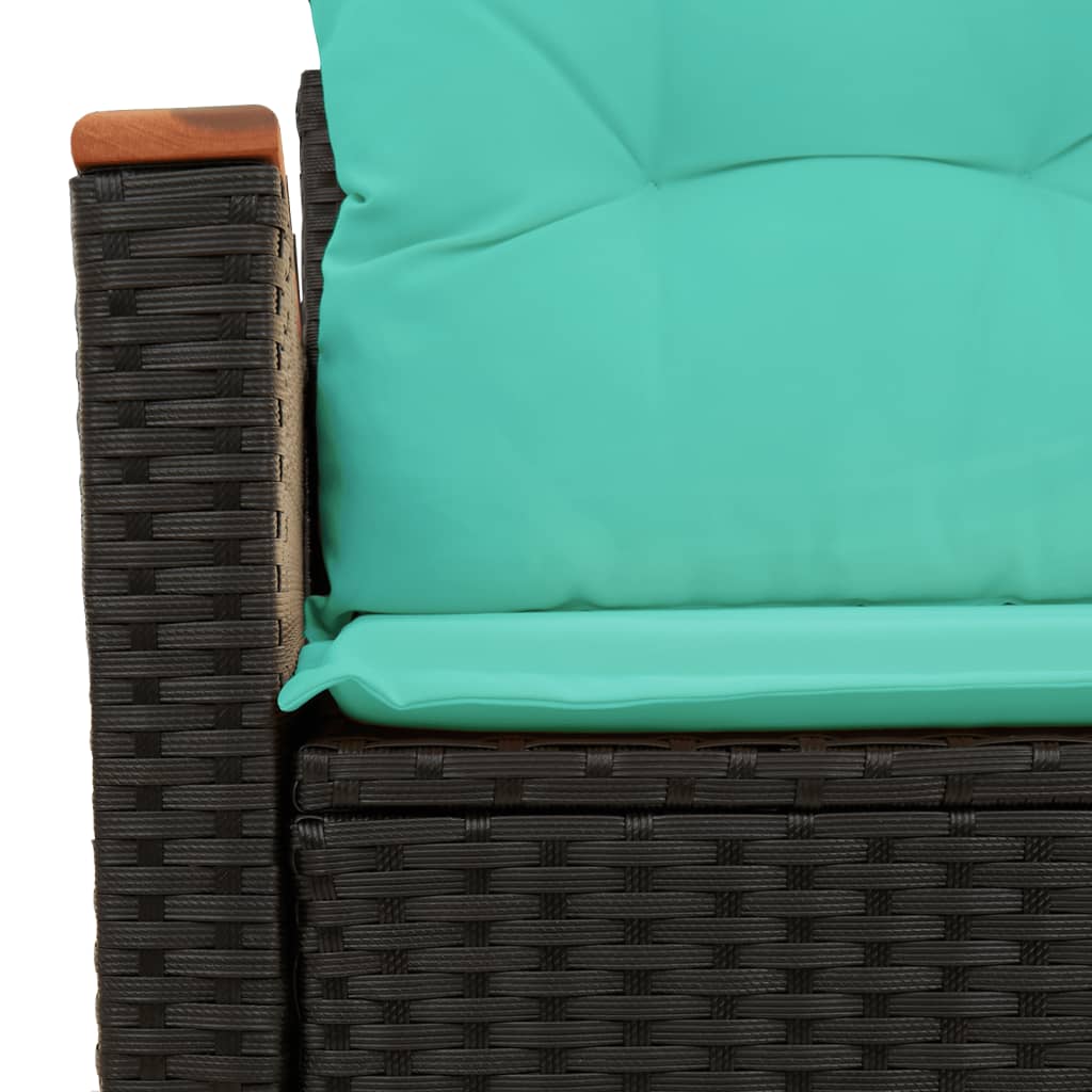 vidaXL Tuinbank met kussens 2-zits poly rattan zwart