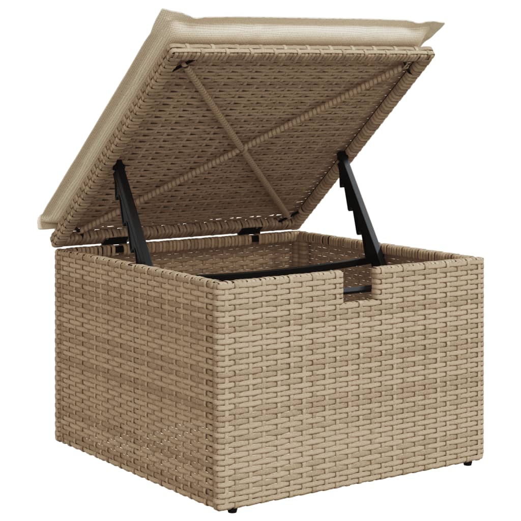 vidaXL Tuinkruk met kussen zwart 55x55x37 cm poly rattan